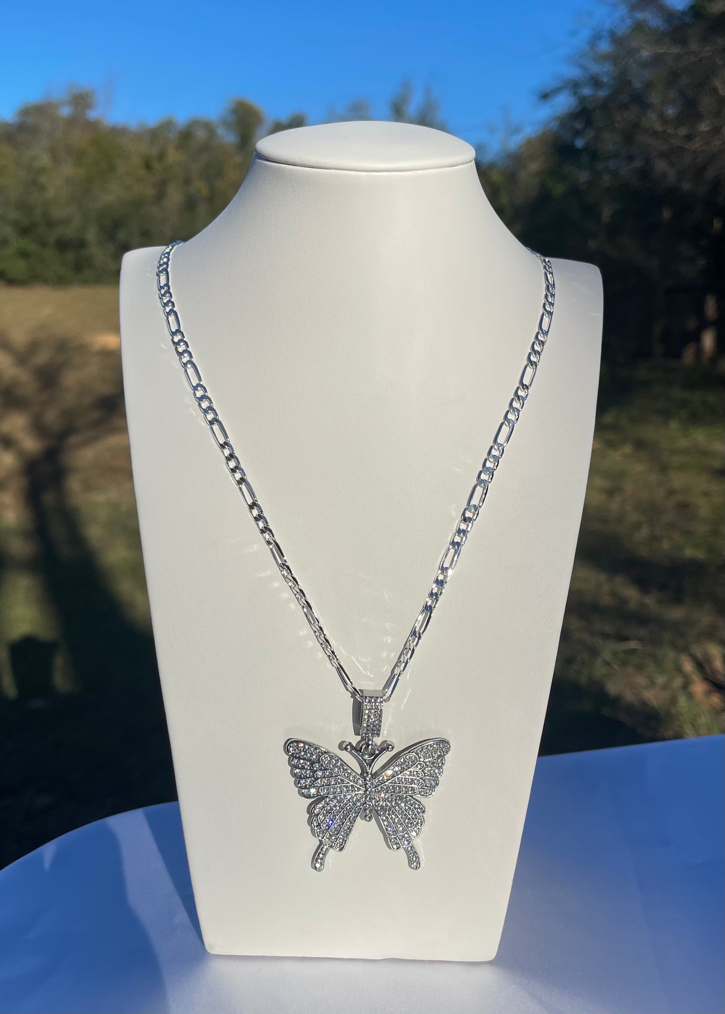 SP1 - Diamond Silver Butterfly Necklace