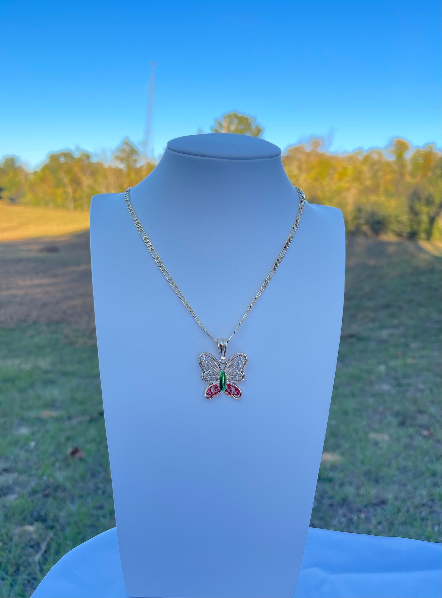 P52 - Tri Color Butterfly Necklace