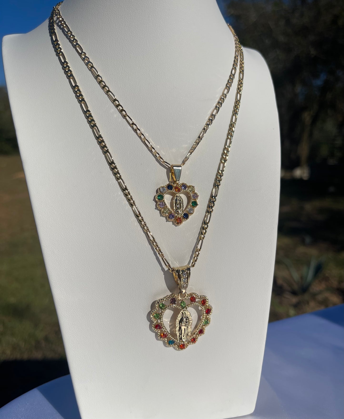 P86 - Multi Guadalupe Heart Necklace
