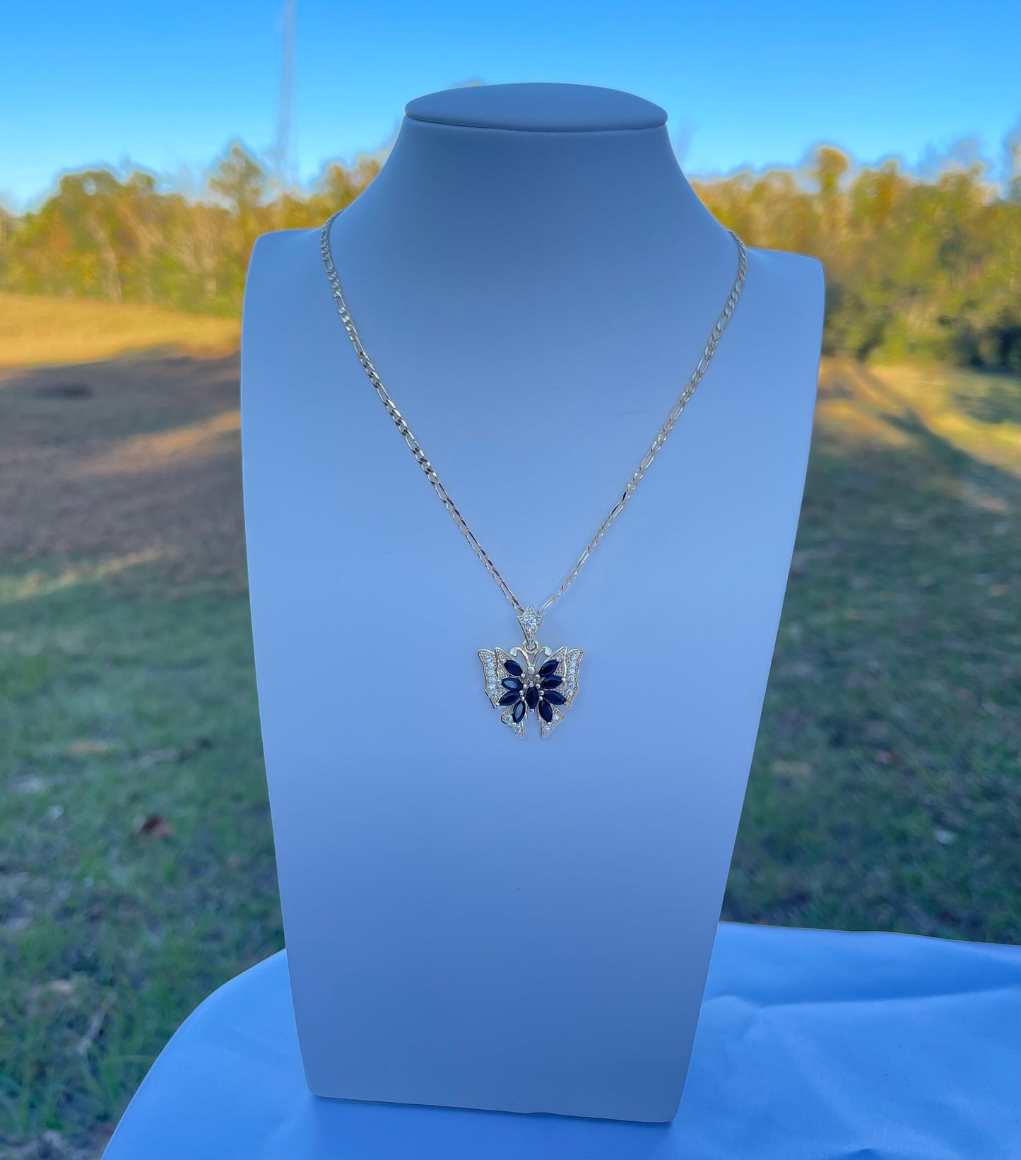 P49 - Black Rhinestone Butterfly Necklace