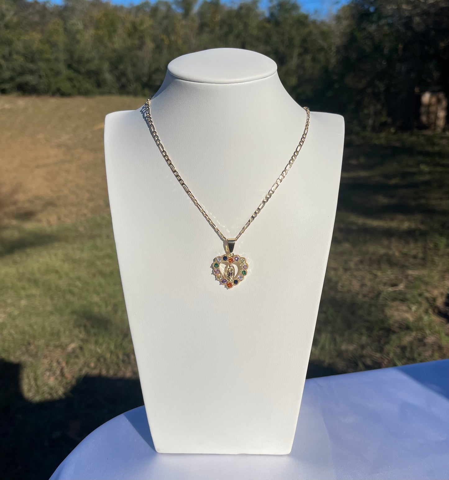 P86 - Multi Guadalupe Heart Necklace