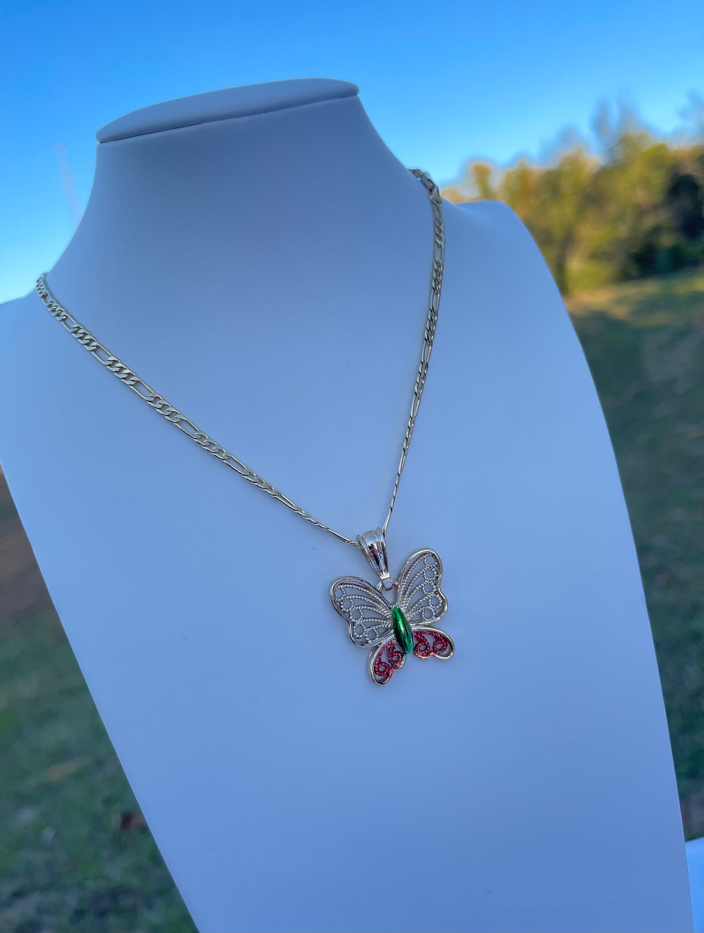 P52 - Tri Color Butterfly Necklace