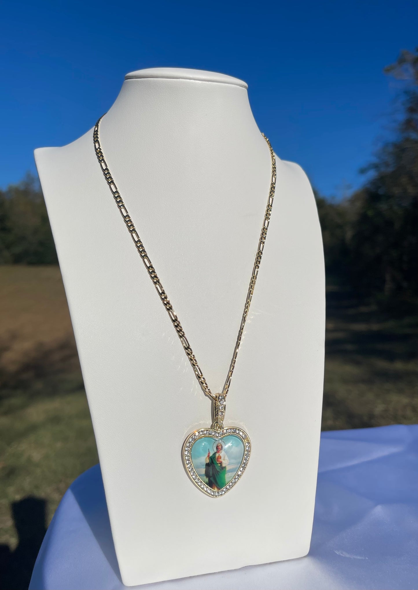 Diamond Heart San Judas Necklace