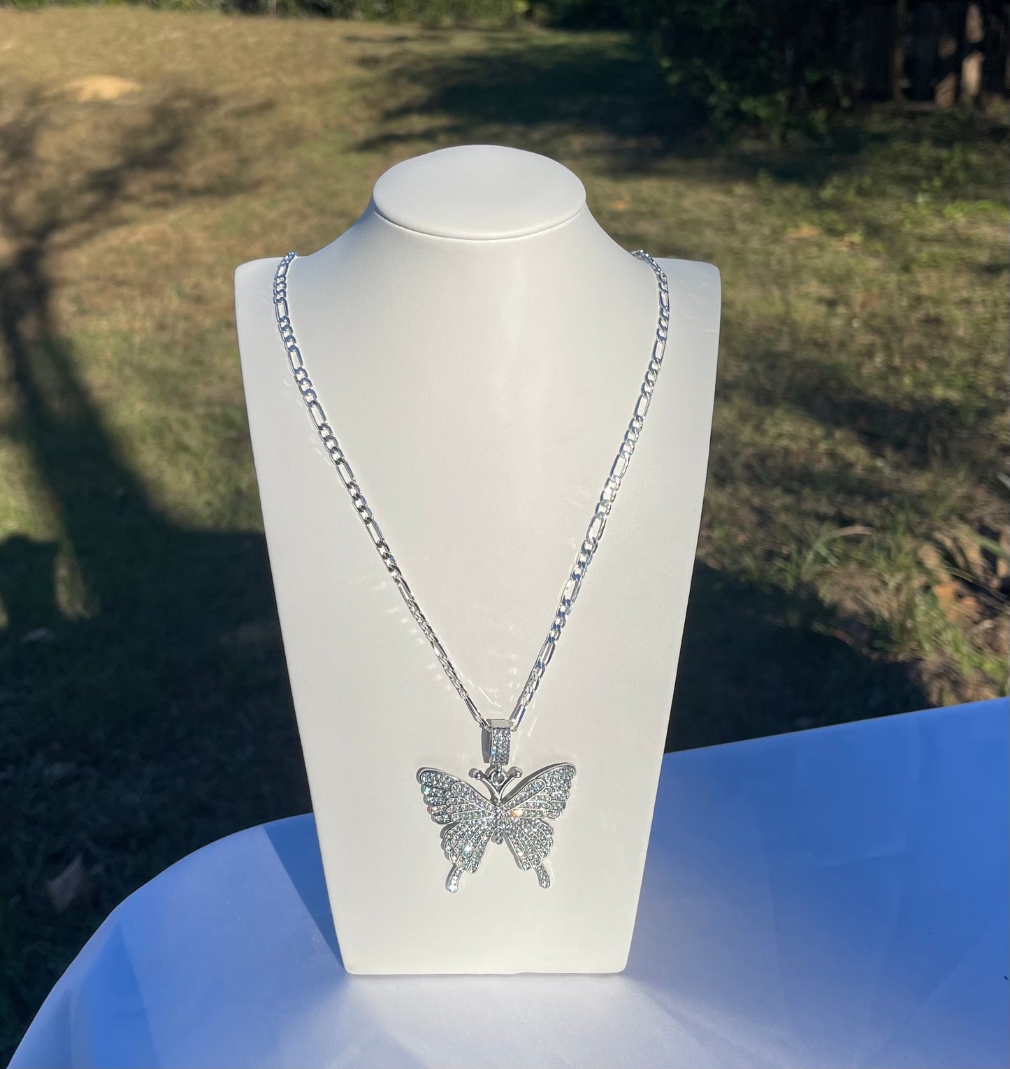 SP1 - Diamond Silver Butterfly Necklace