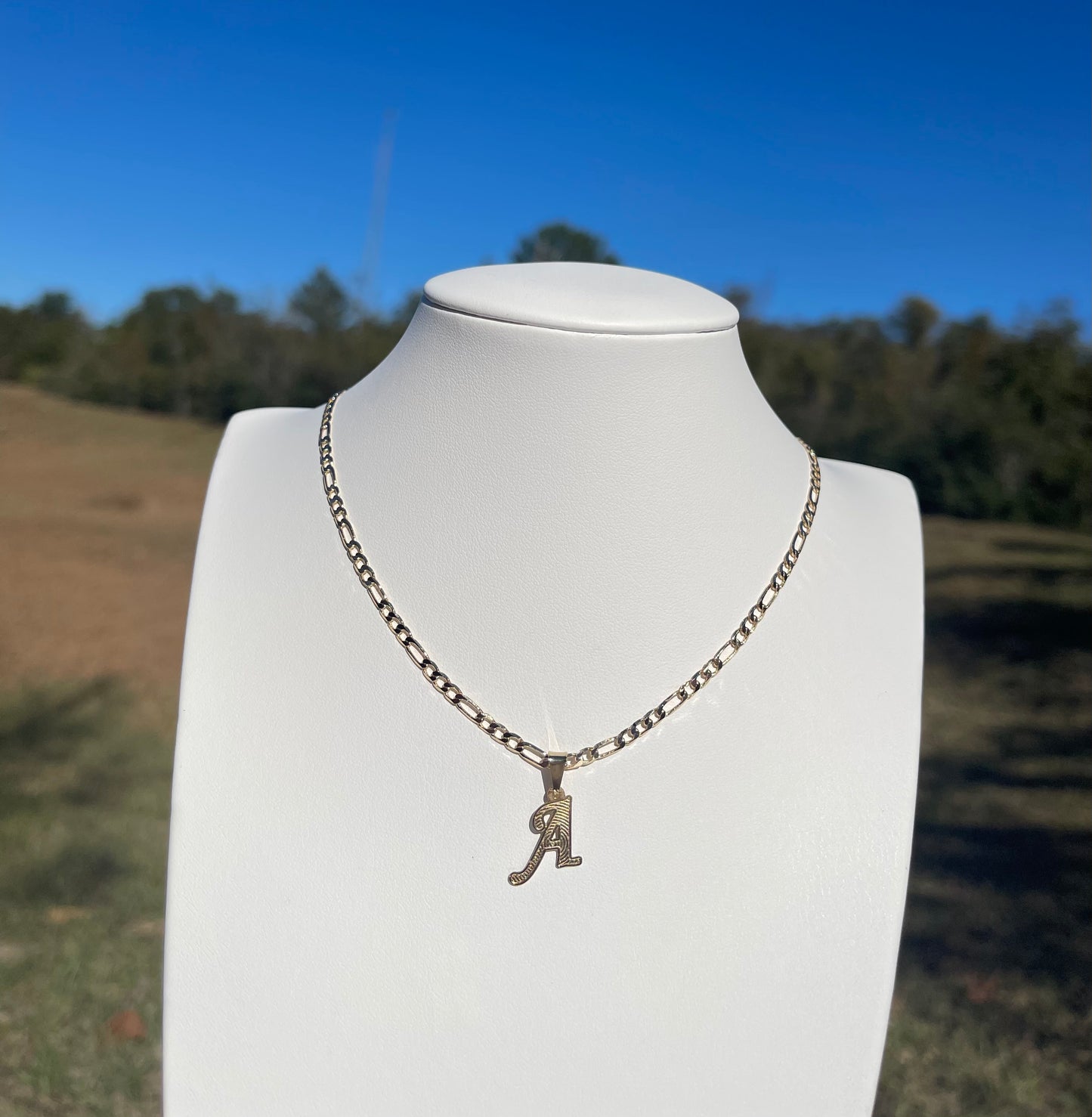 P58 - Thin Small Initial Necklace - A
