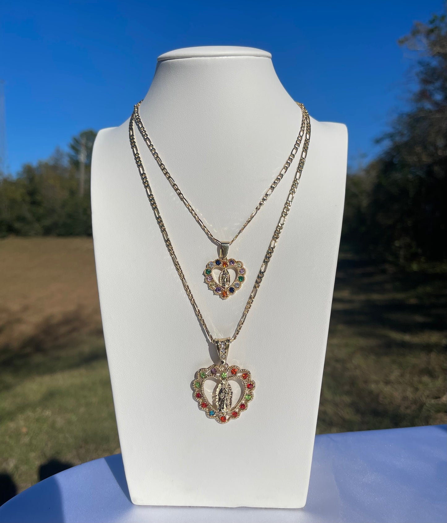 P86 - Multi Guadalupe Heart Necklace