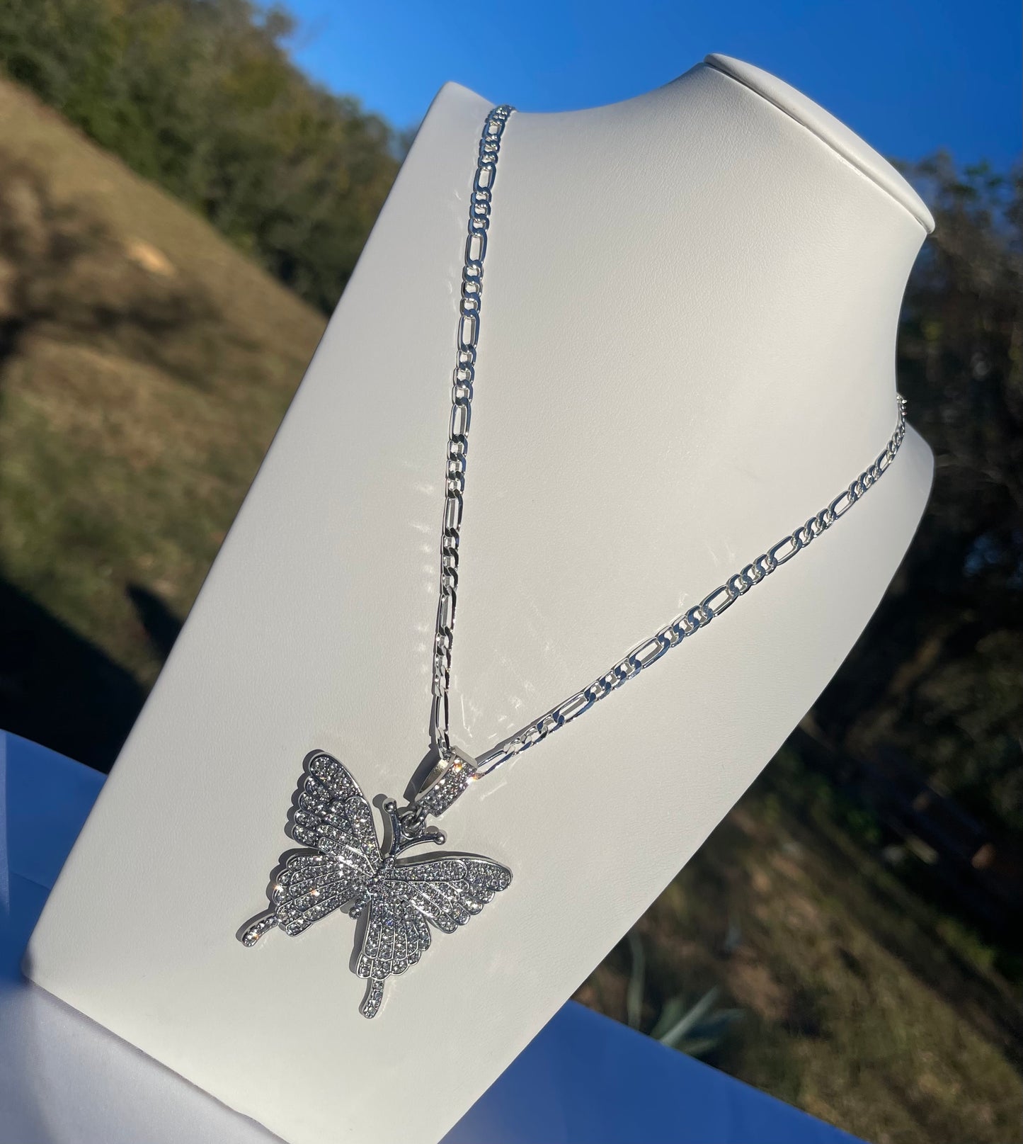 SP1 - Diamond Silver Butterfly Necklace