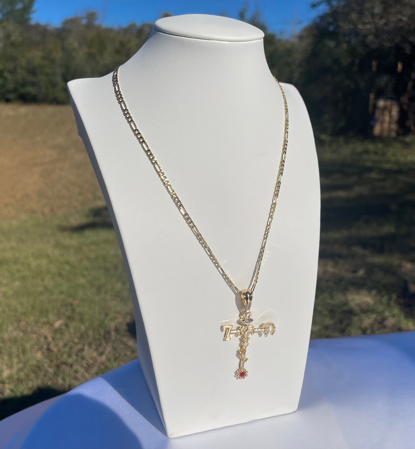 P69- Lucky Symbols Cross Necklace