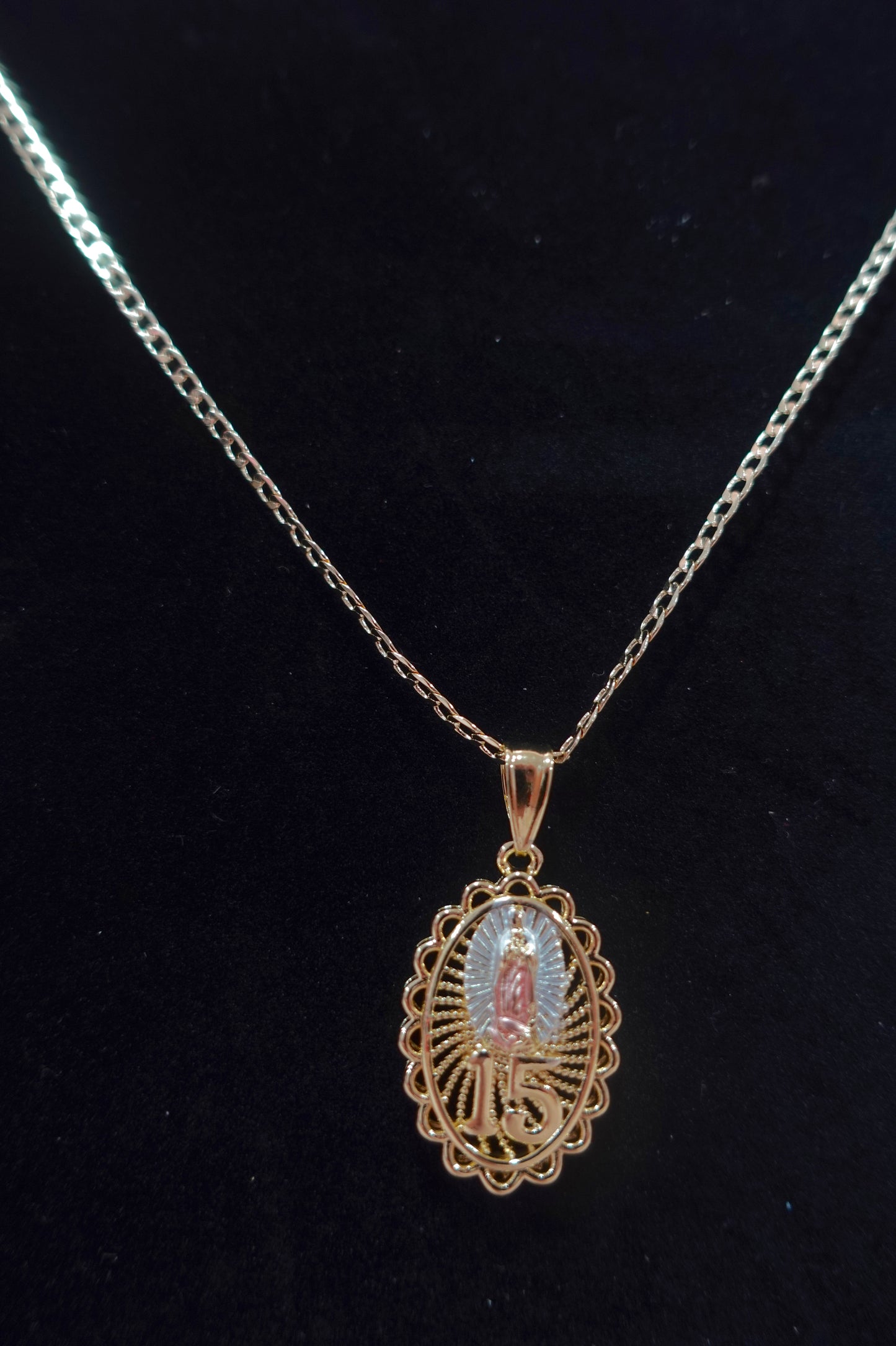 P76 - Virgencita Quince Anos Necklace