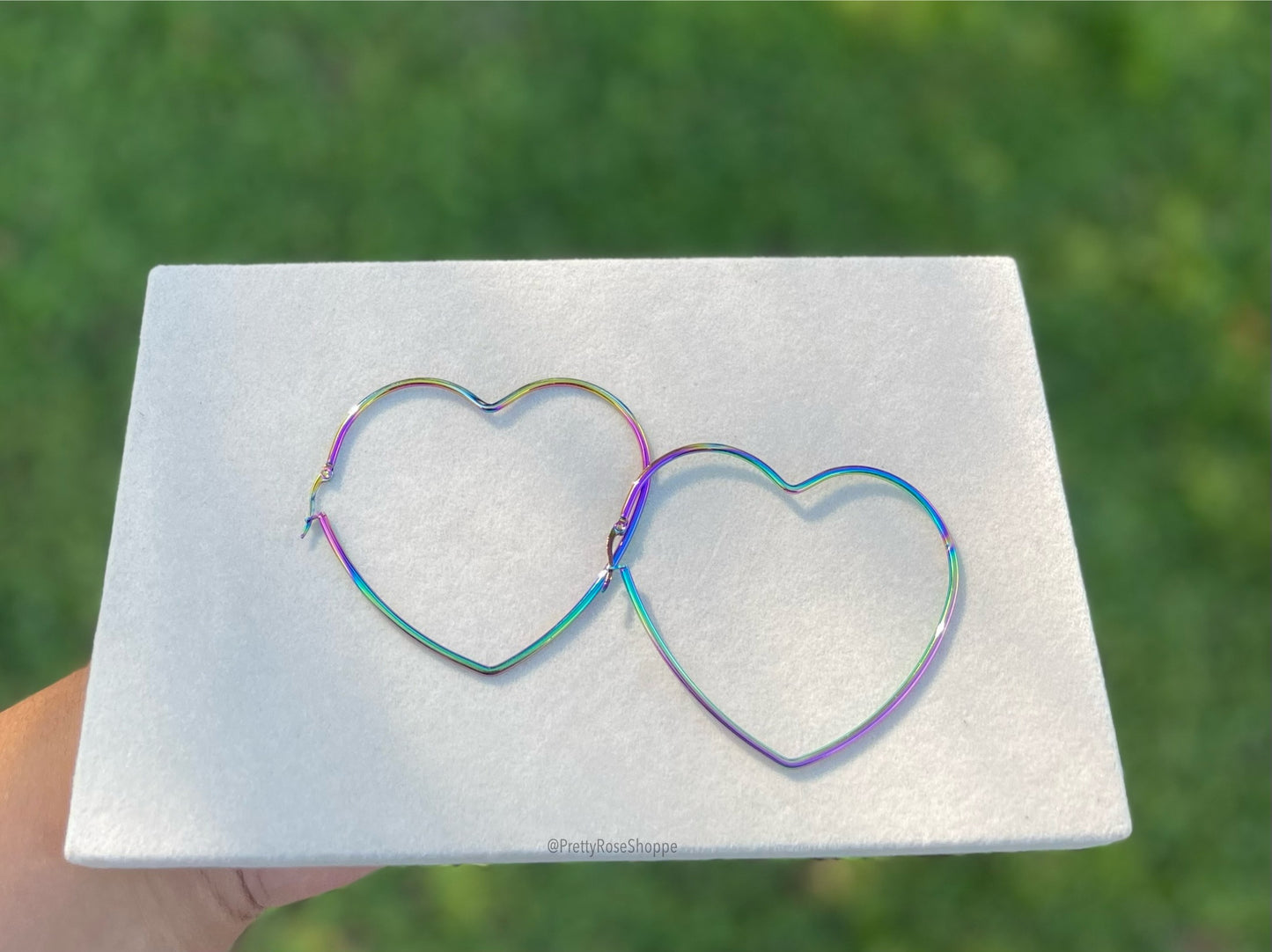 Iridescent Heart SS Hoops