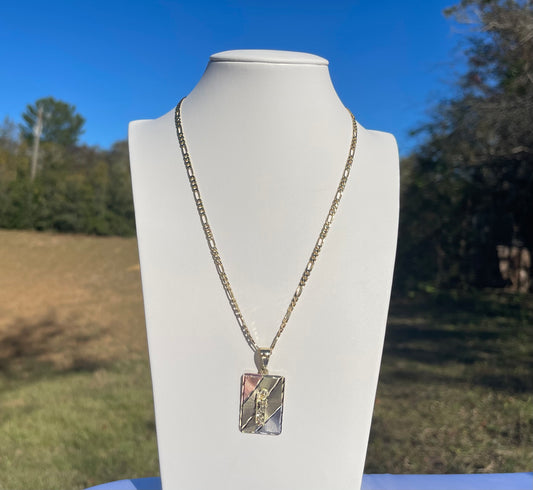 P94 - Tri Color Sq San Judas Necklace