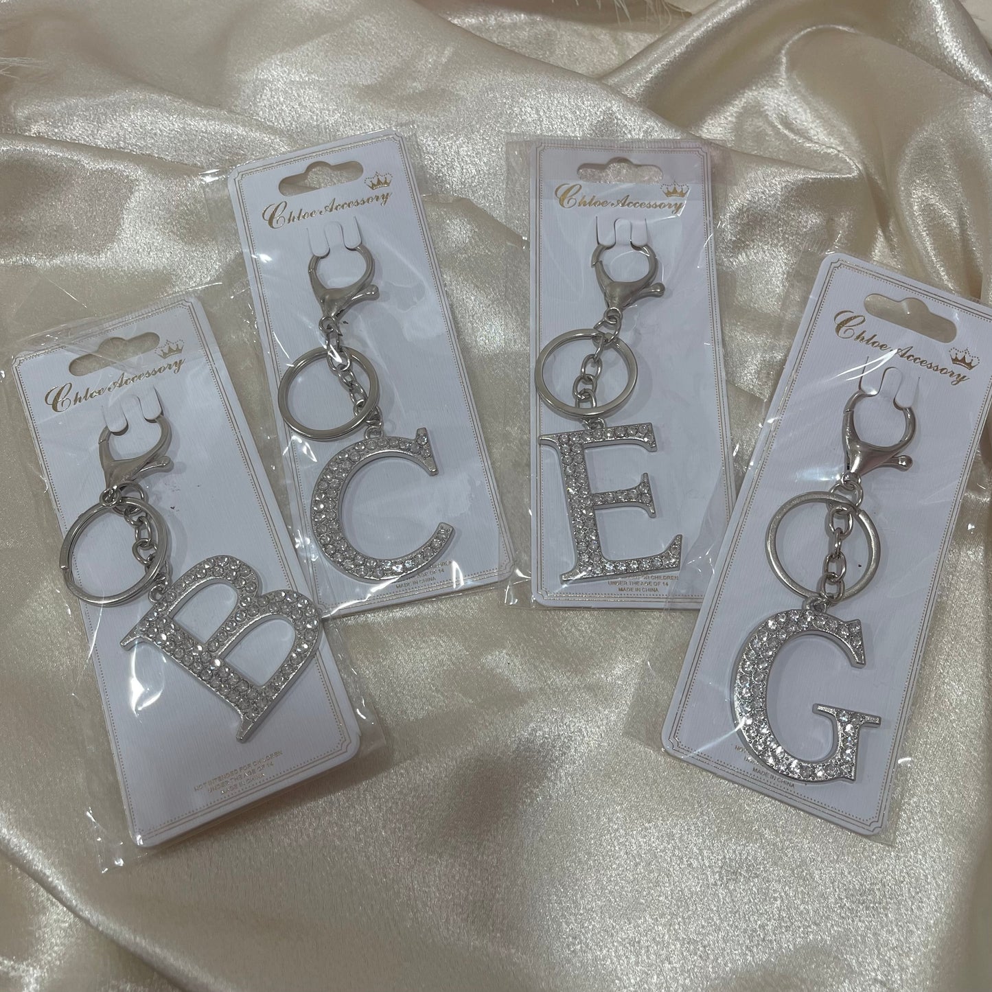 Diamond Initial Keychains