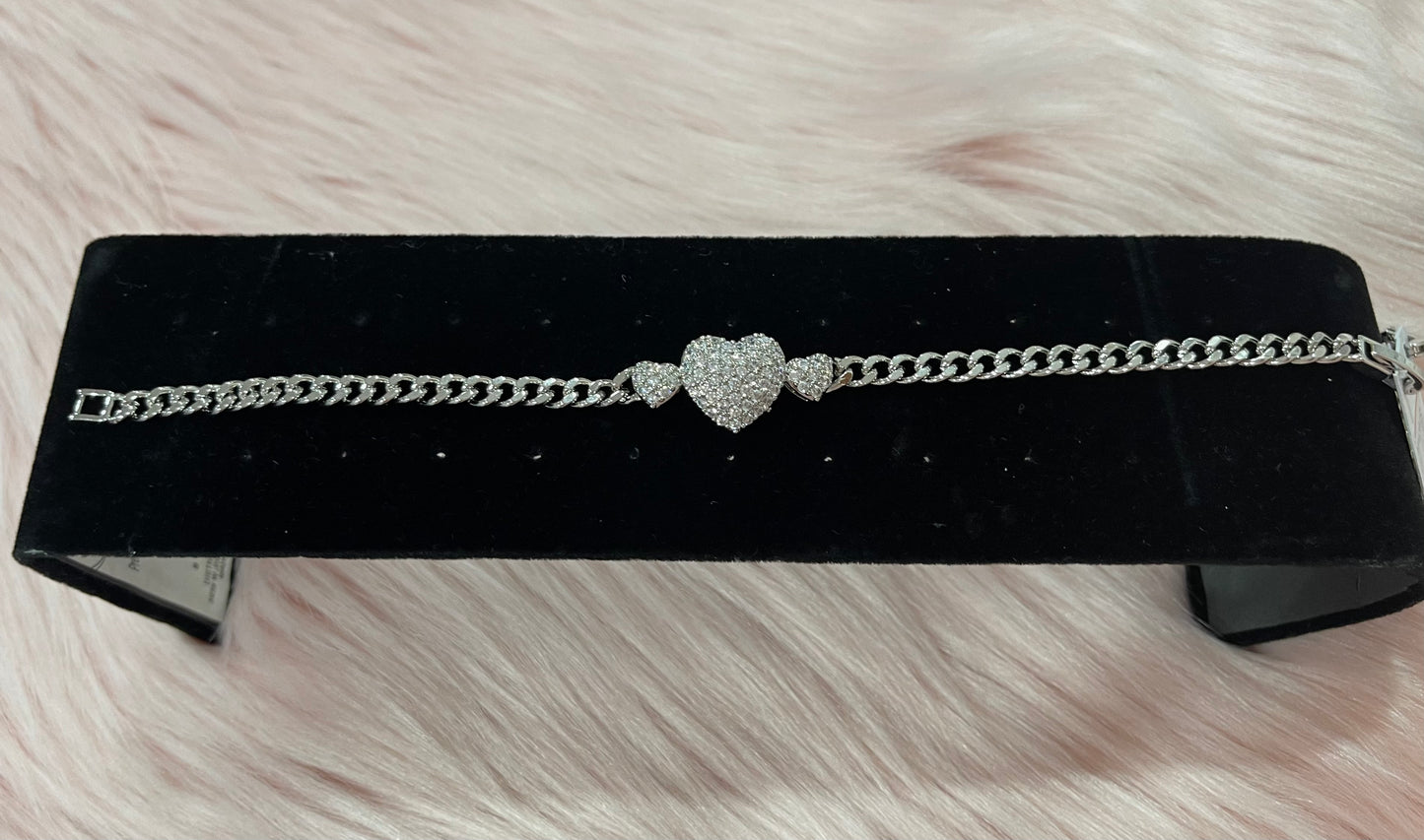 Silver Diamond Heart Bracelet