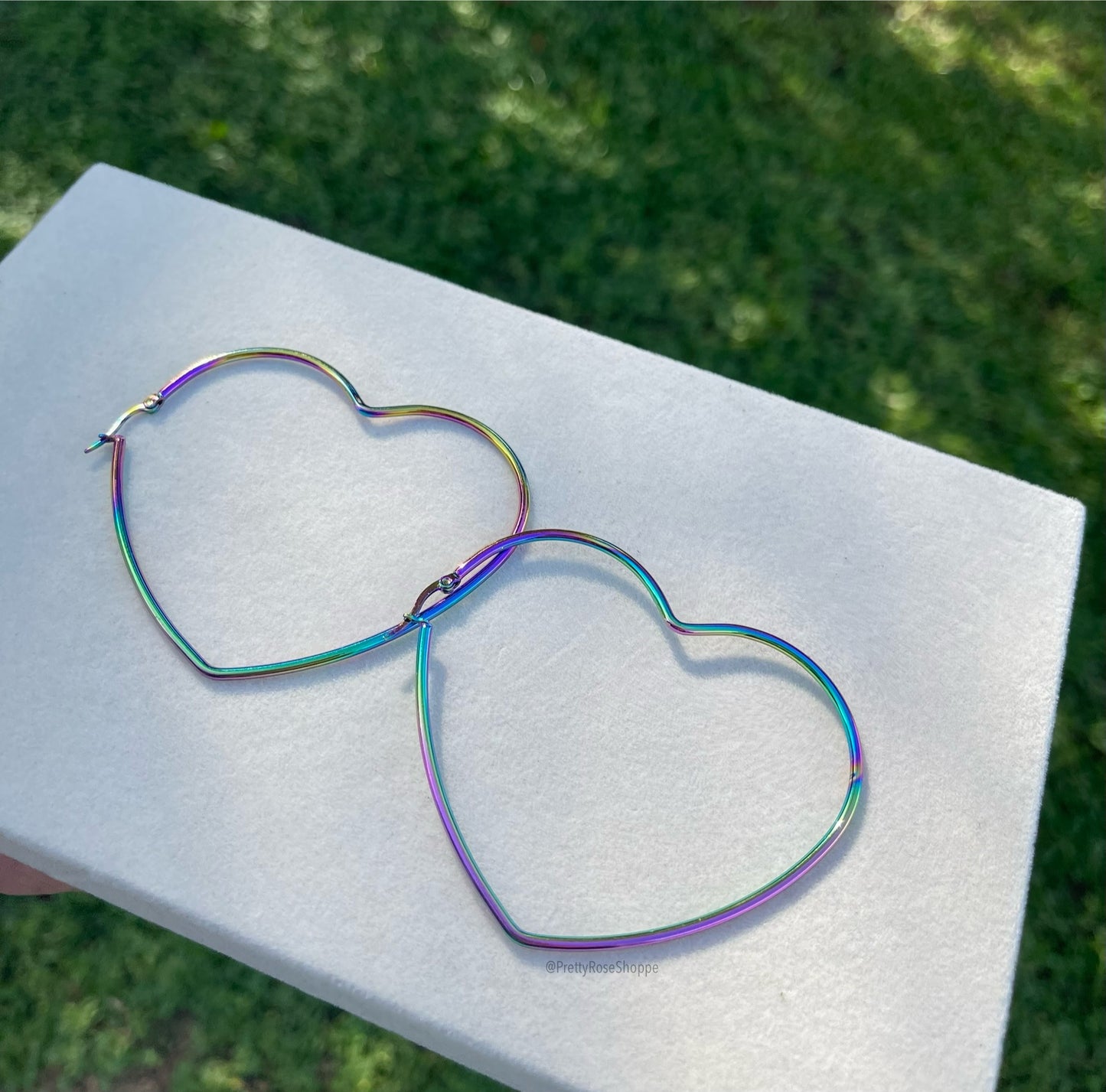 Iridescent Heart SS Hoops