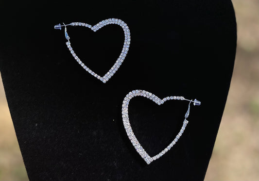 Diamond Heart Hoops