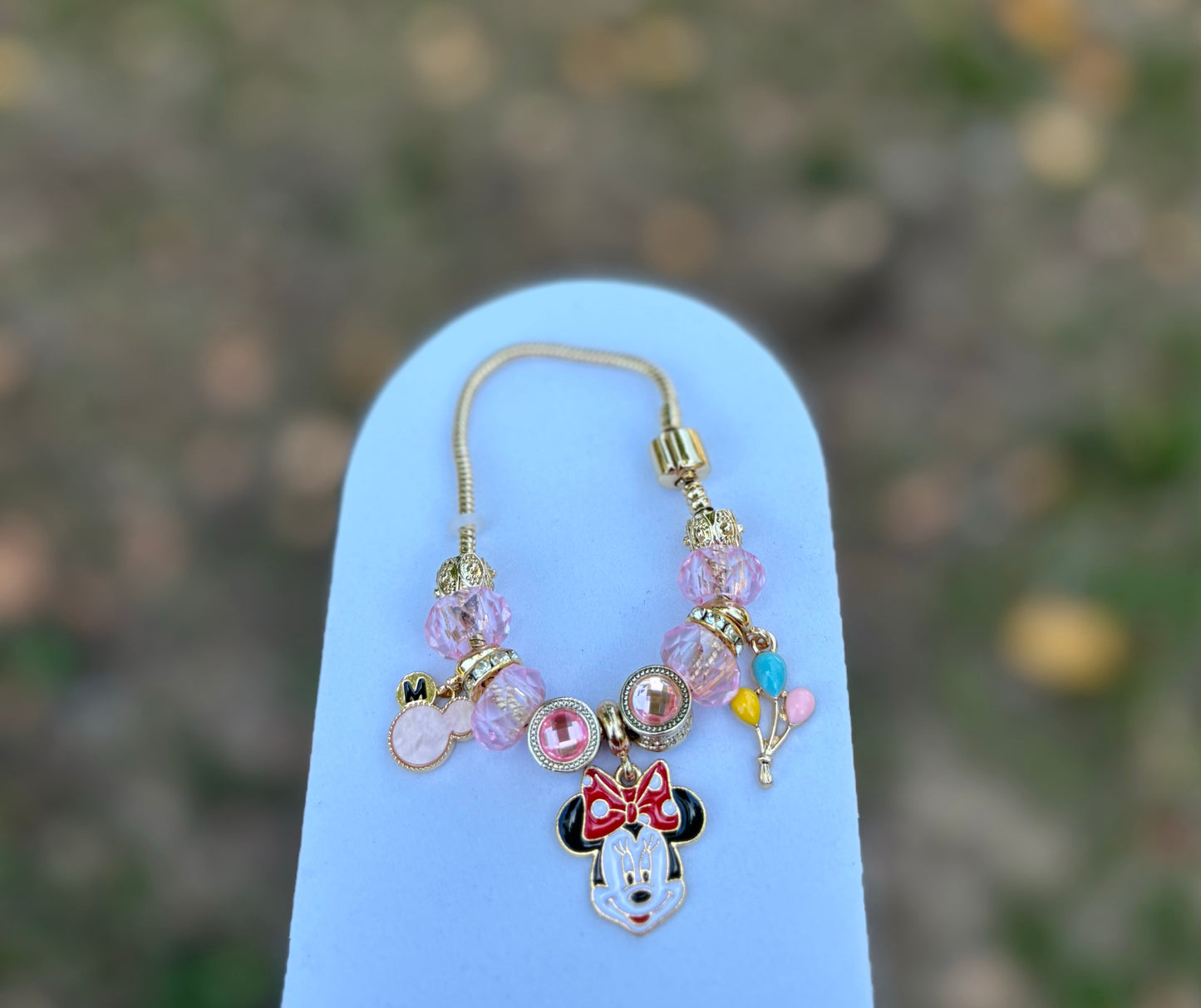 (B-18) Mouse with Red Bow Charm Bracelet