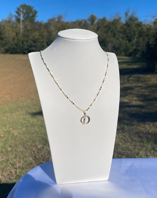 P59 - Thin Small Initial Necklace - D