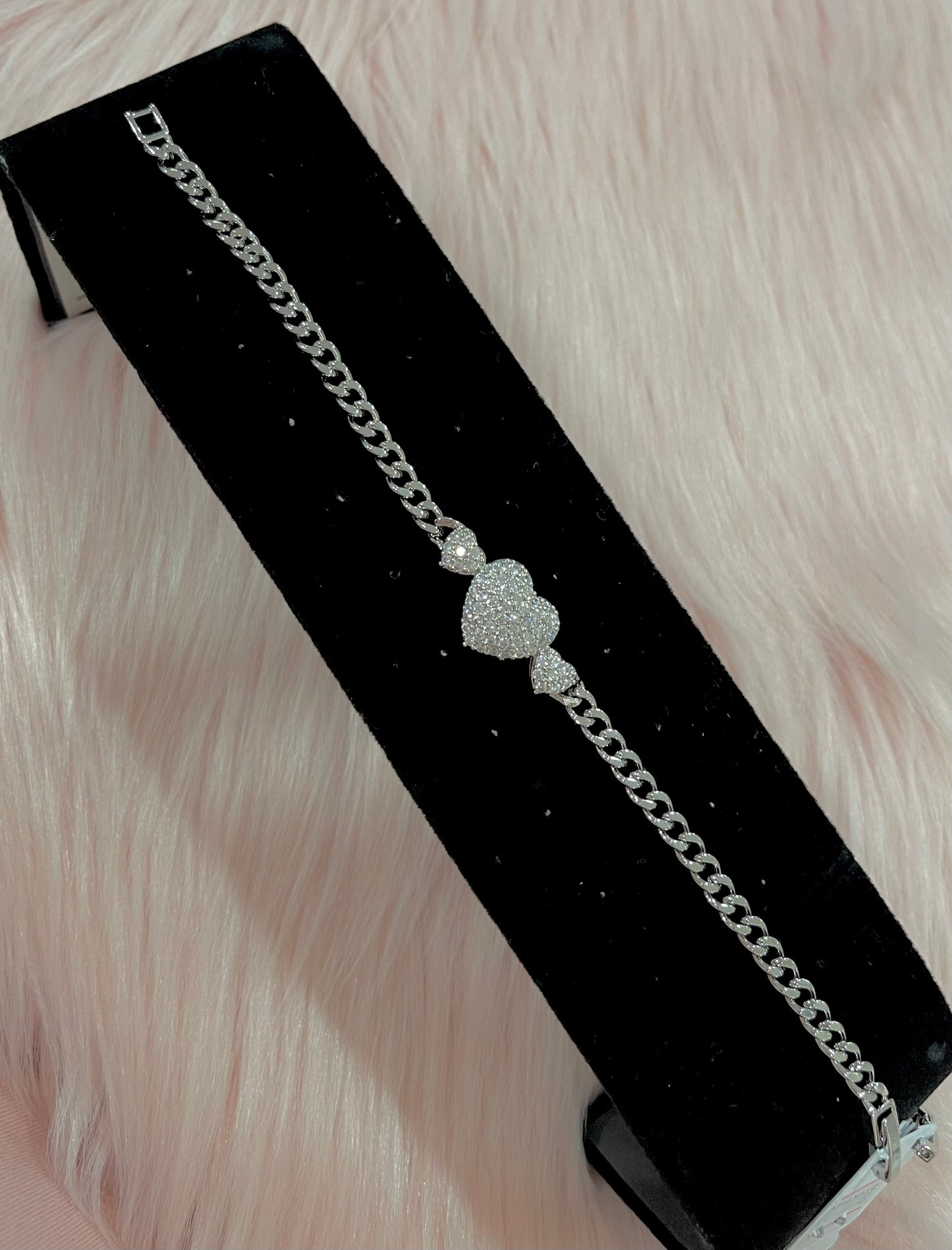 Silver Diamond Heart Bracelet