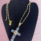 P74 - ExtraLarge Iridescent San Judas Cross Necklace