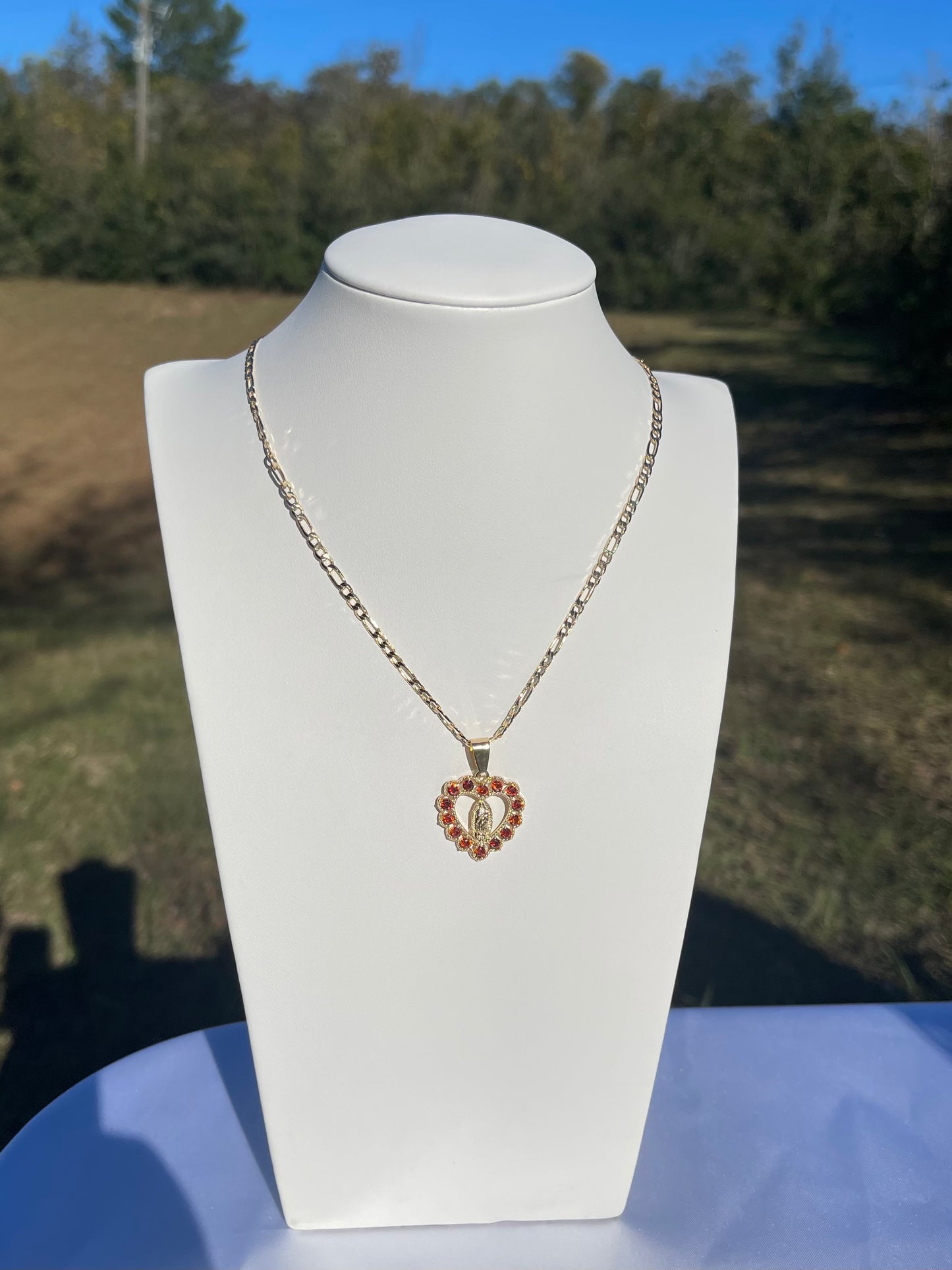 P87  - Guadalupe Red Heart Necklace