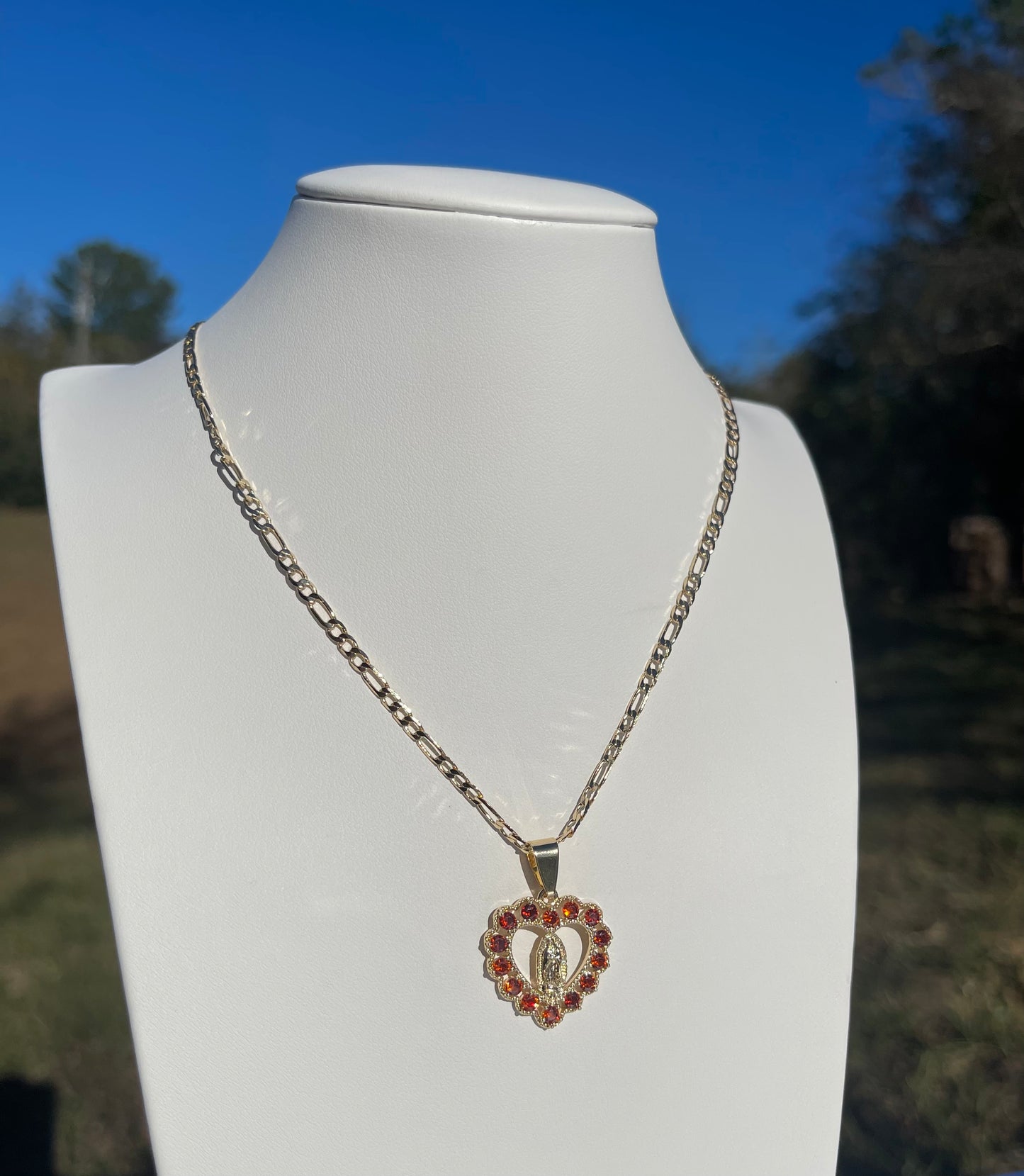 P87  - Guadalupe Red Heart Necklace
