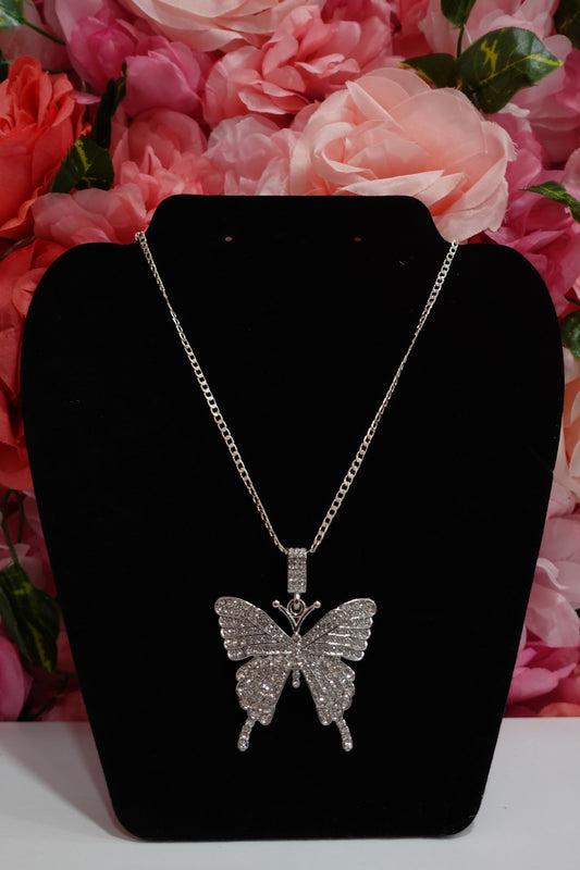 SP1 - Diamond Silver Butterfly Necklace