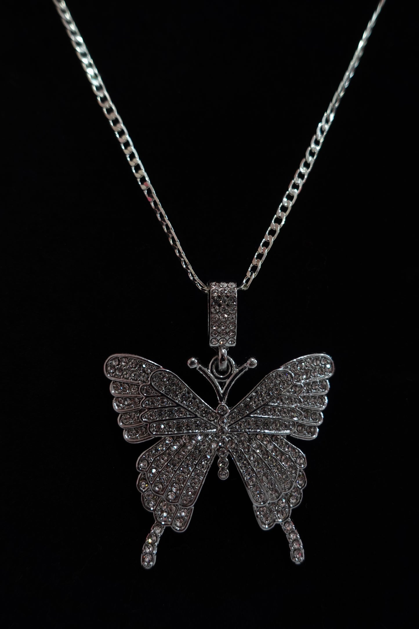 SP1 - Diamond Silver Butterfly Necklace