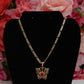 P44 - Red Rhinestone Bfly Necklace