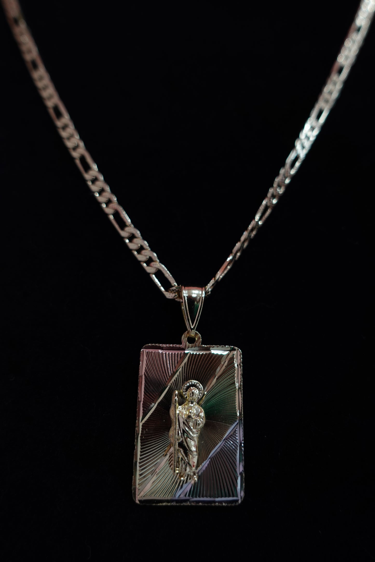 P94 - Tri Color Sq San Judas Necklace