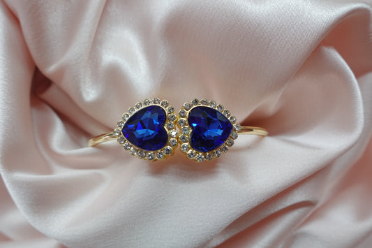 (B-20) Blue Heart Bangle Bracelet