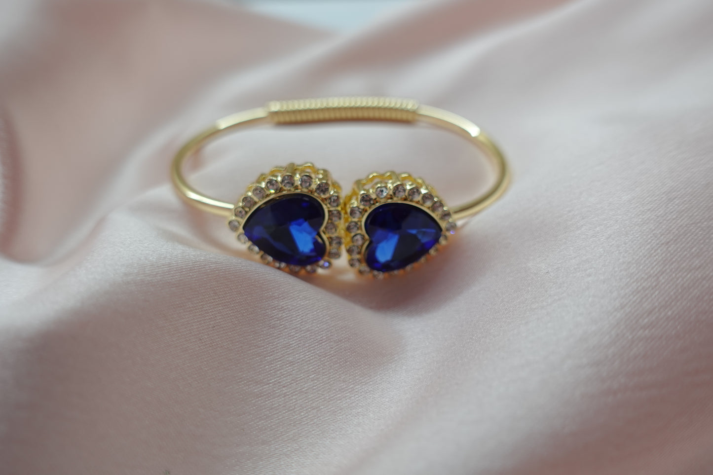 (B-20) Blue Heart Bangle Bracelet