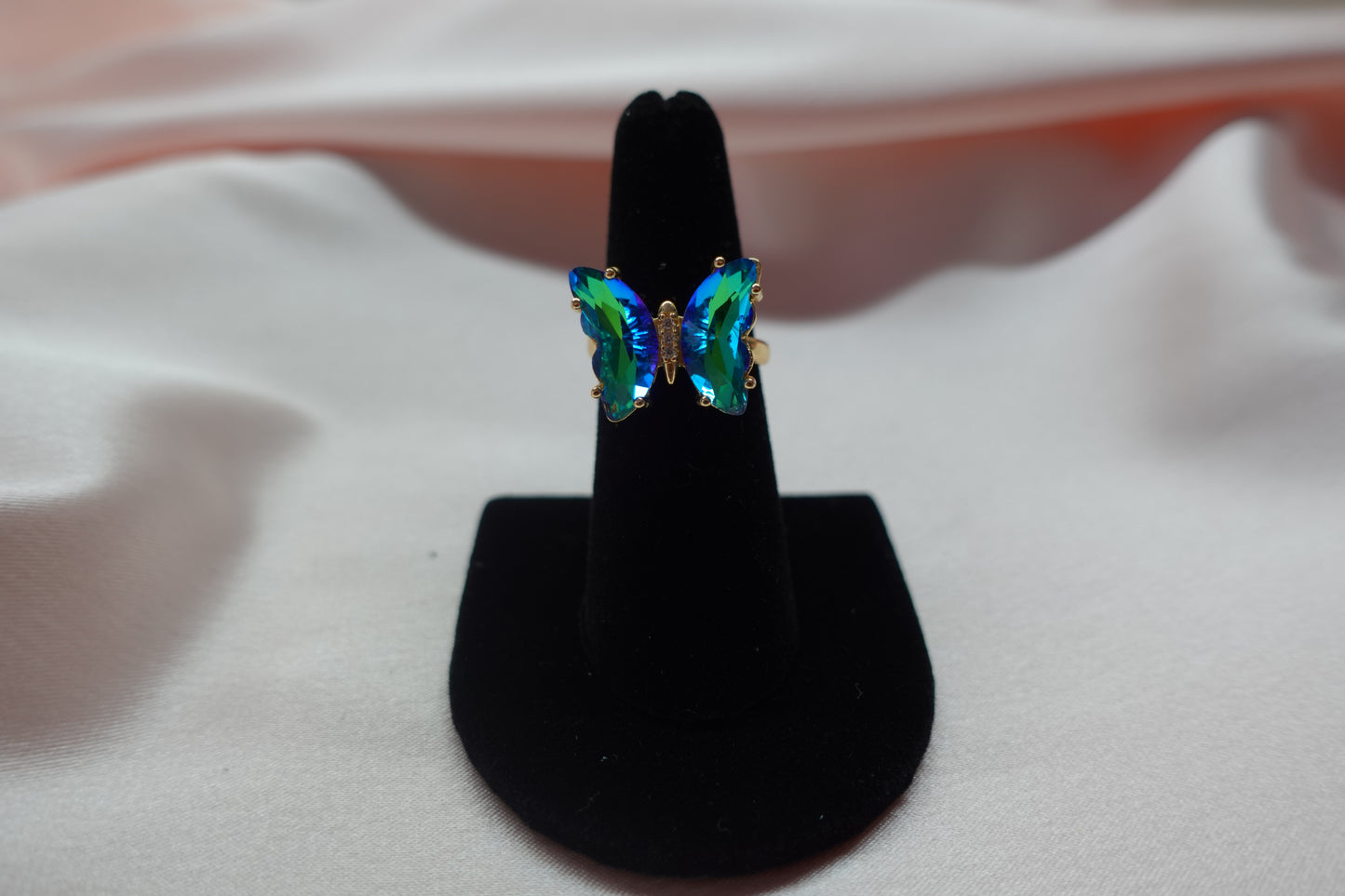 IRIDESCENT BUTTERFLY SPINNING RING