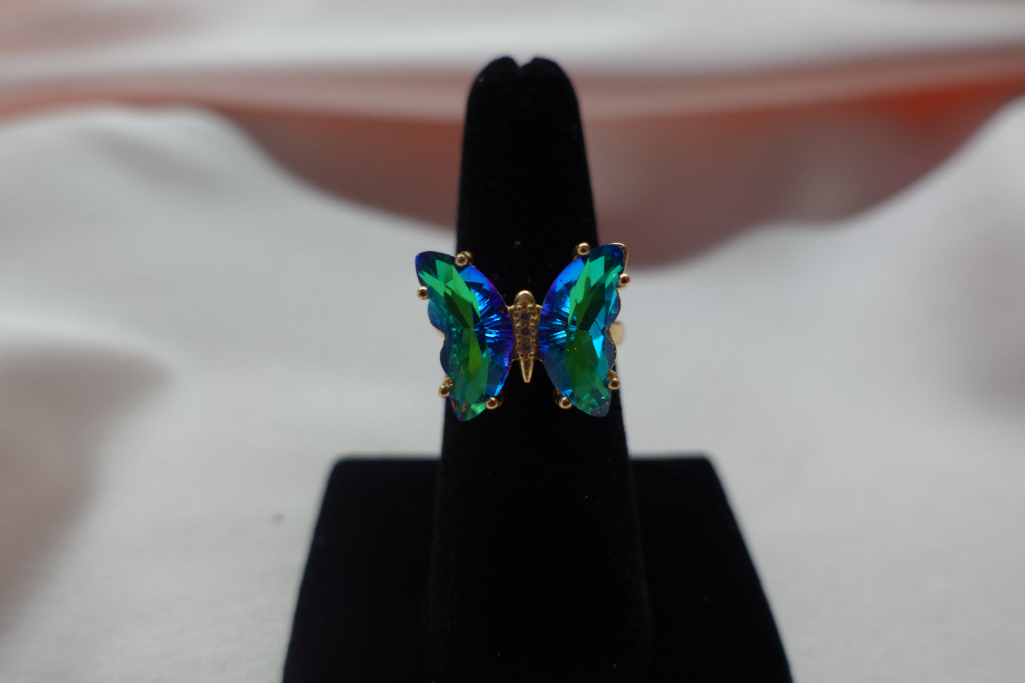 IRIDESCENT BUTTERFLY SPINNING RING