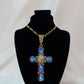 P74 - ExtraLarge Iridescent San Judas Cross Necklace