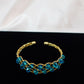 (B-21) Blue Beads Bangle Bracelet