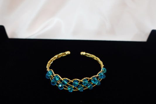 (B-21) Blue Beads Bangle Bracelet