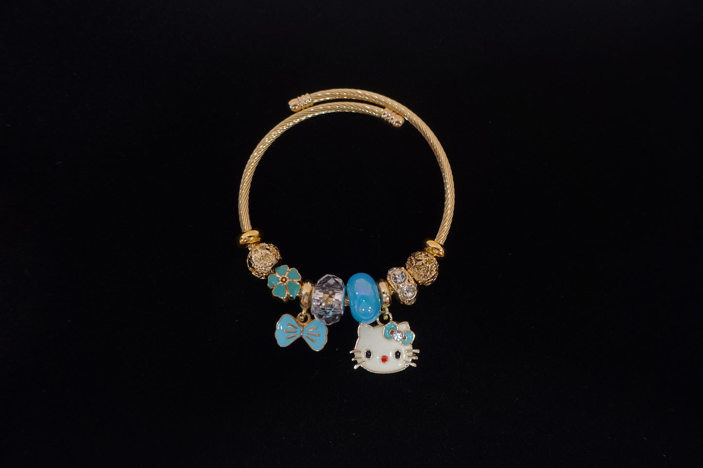 (B-13) Pretty Kitty Charm Bracelet - BLUE