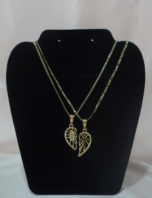 (BH-1) Breakable Heart Necklaces - Guadalupe & Cross