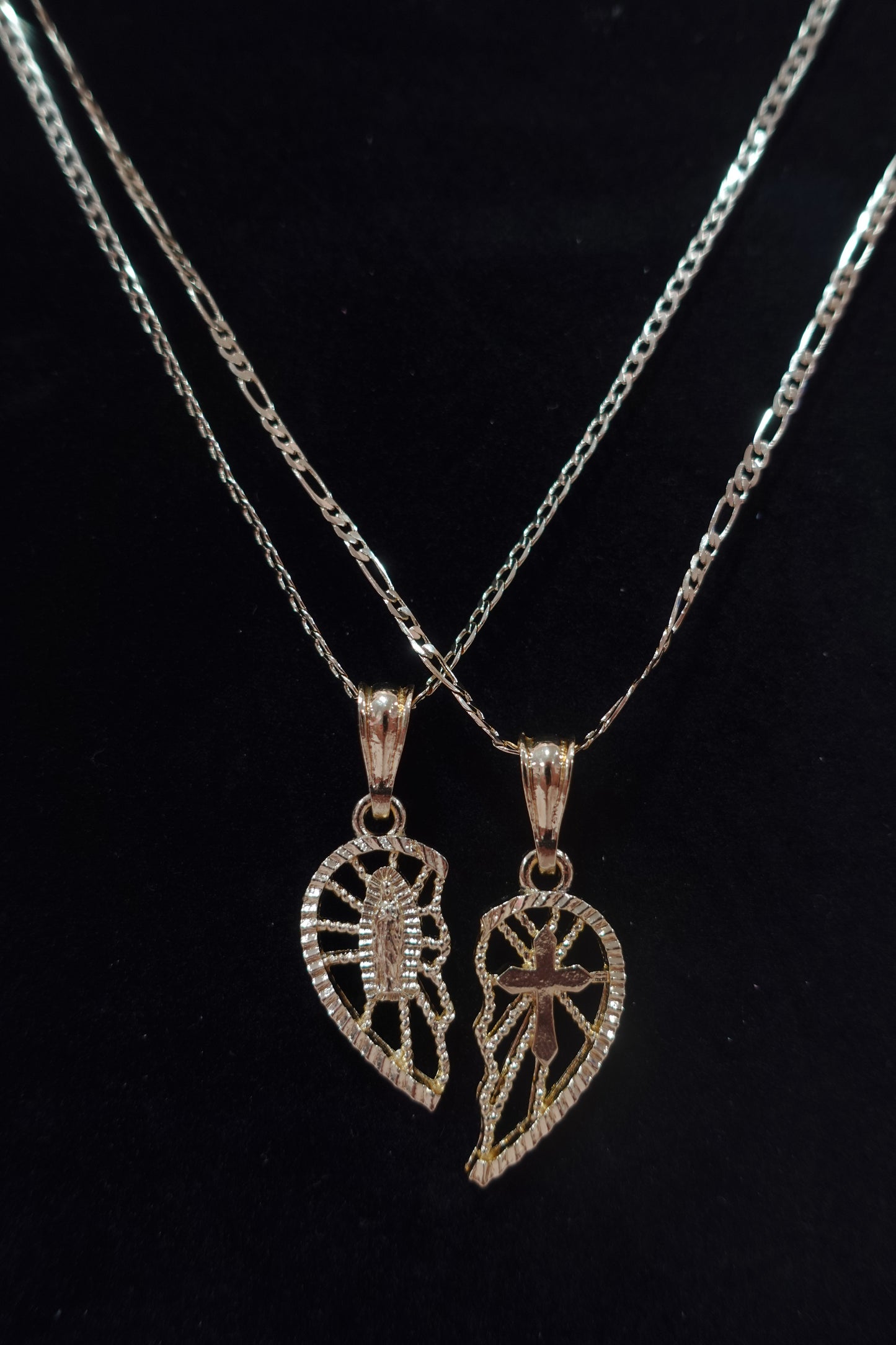 (BH-1) Breakable Heart Necklaces - Guadalupe & Cross