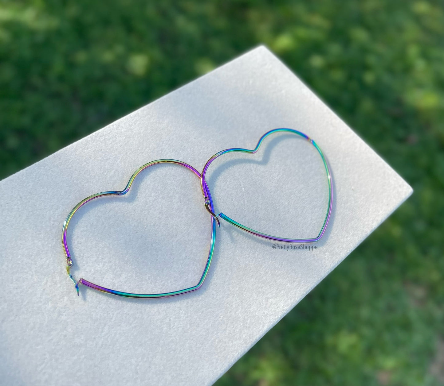 Iridescent Heart SS Hoops