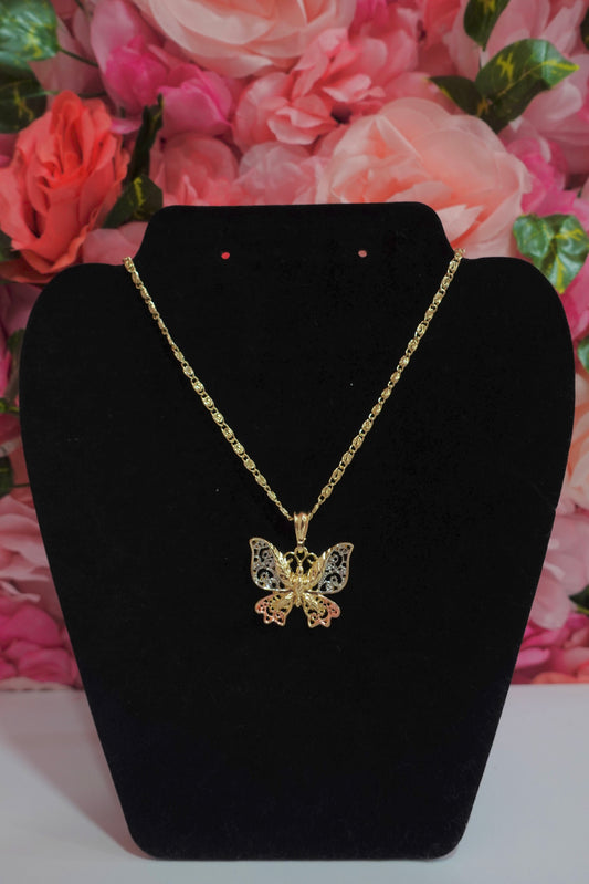 P45 - Tri Color Butterfly Necklace