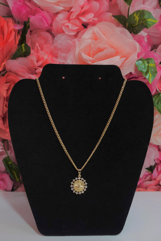 P82 - Diamond Circle Guadalupe Necklace