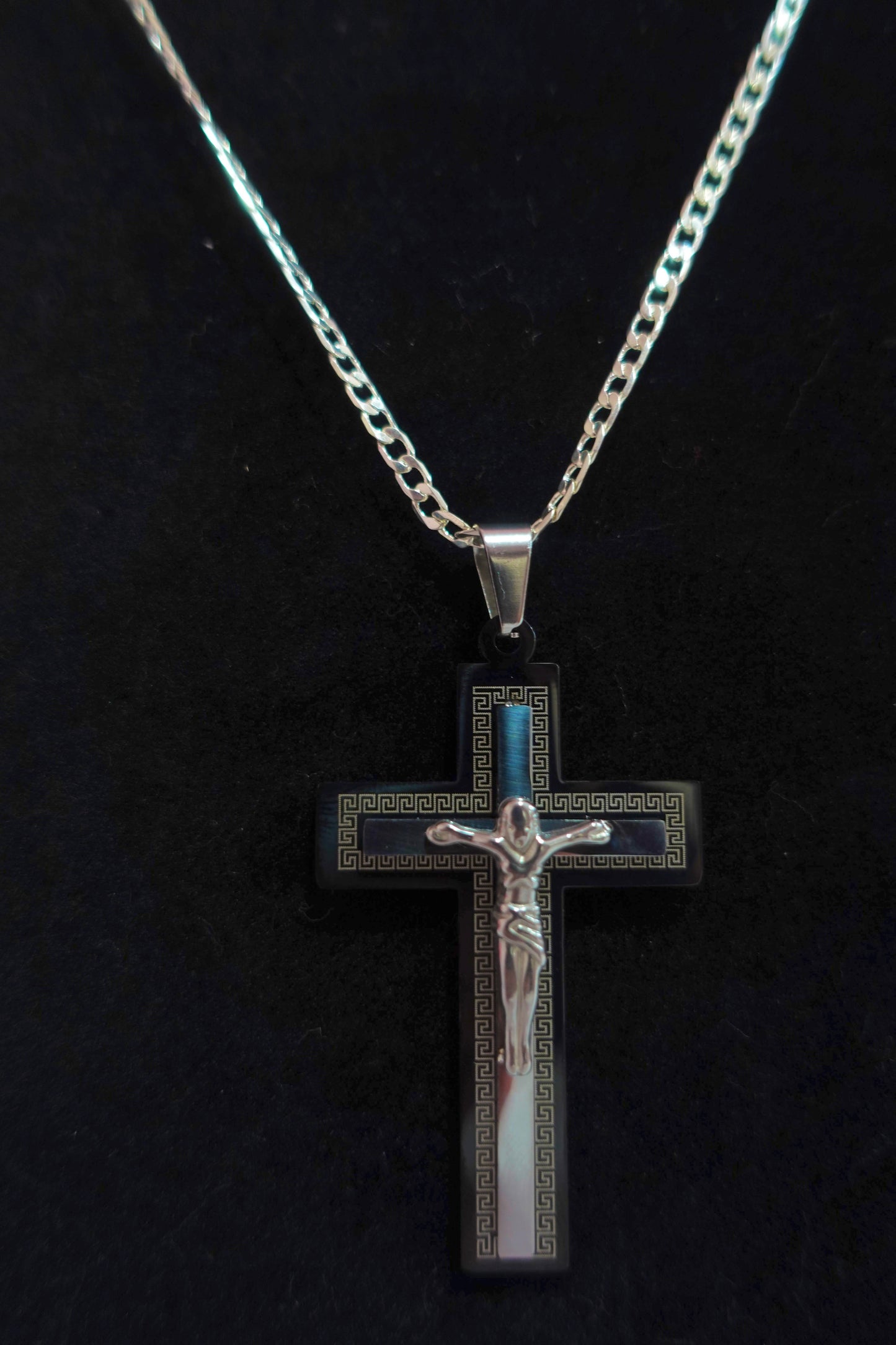 SP2 - Black & Silver Cross Necklace