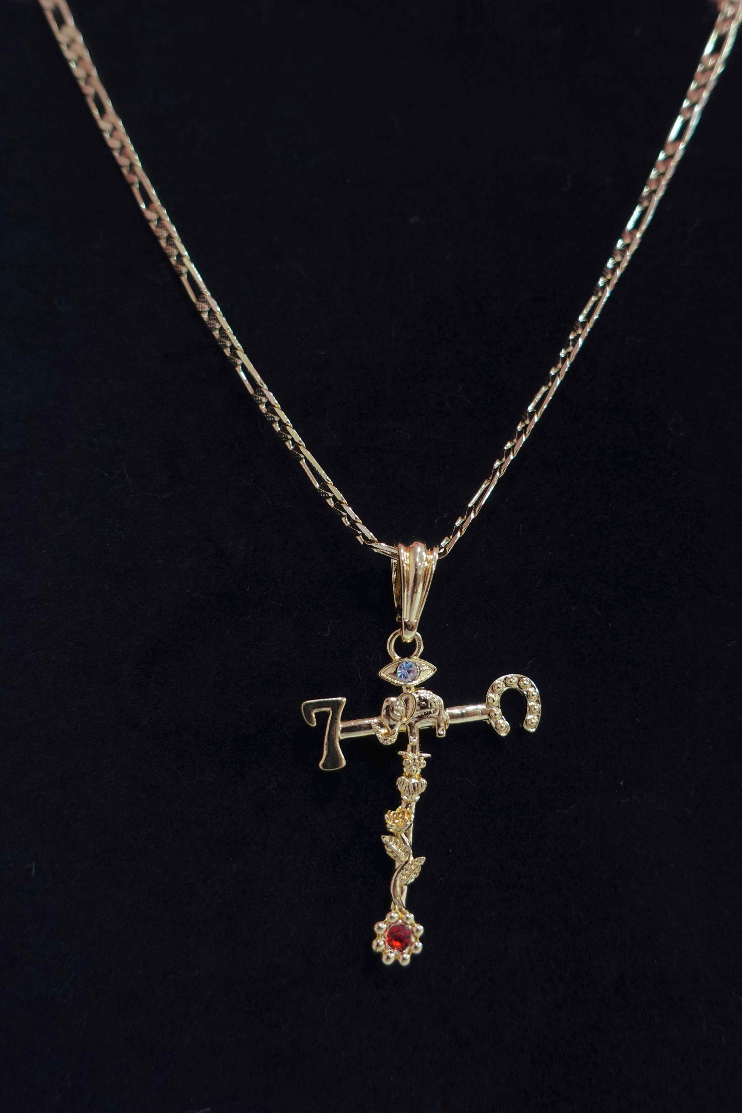 P69- Lucky Symbols Cross Necklace