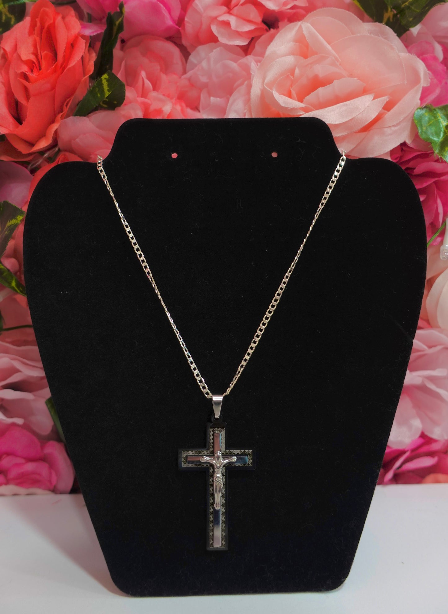 SP2 - Black & Silver Cross Necklace