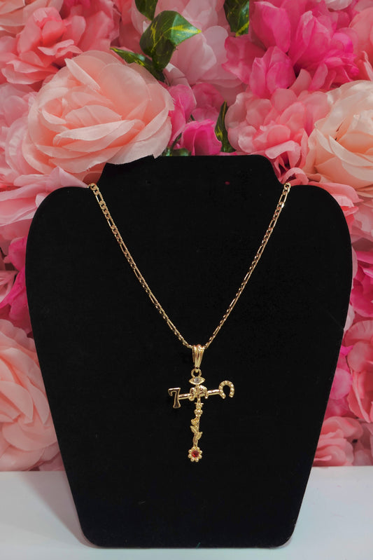 P69- Lucky Symbols Cross Necklace