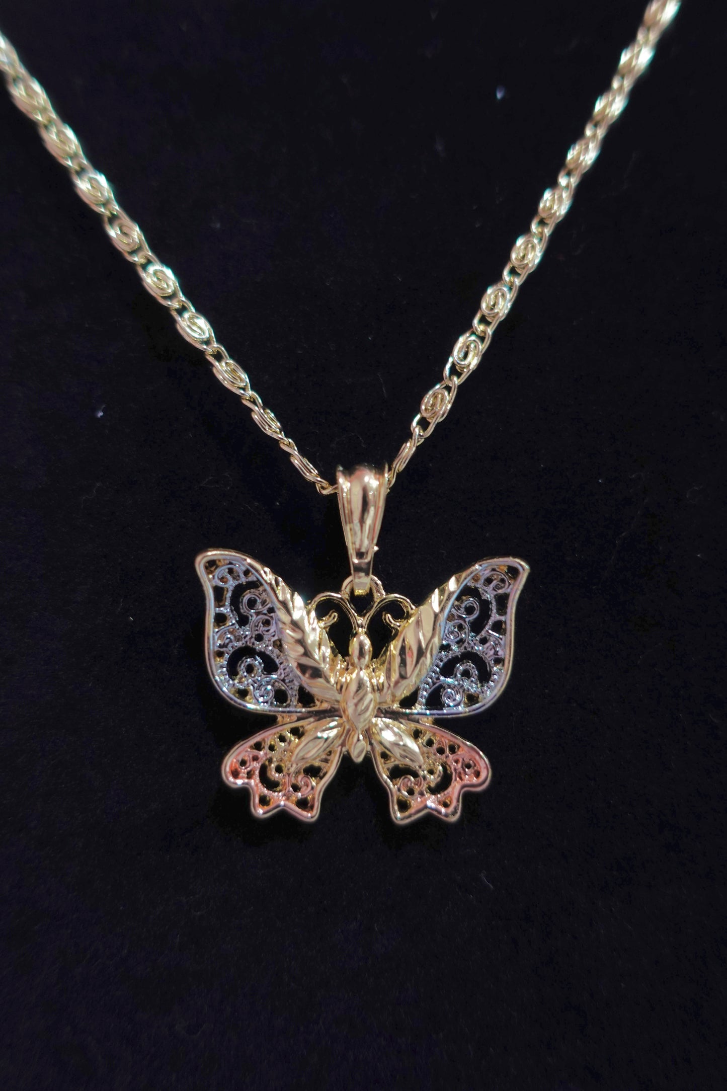 P45 - Tri Color Butterfly Necklace