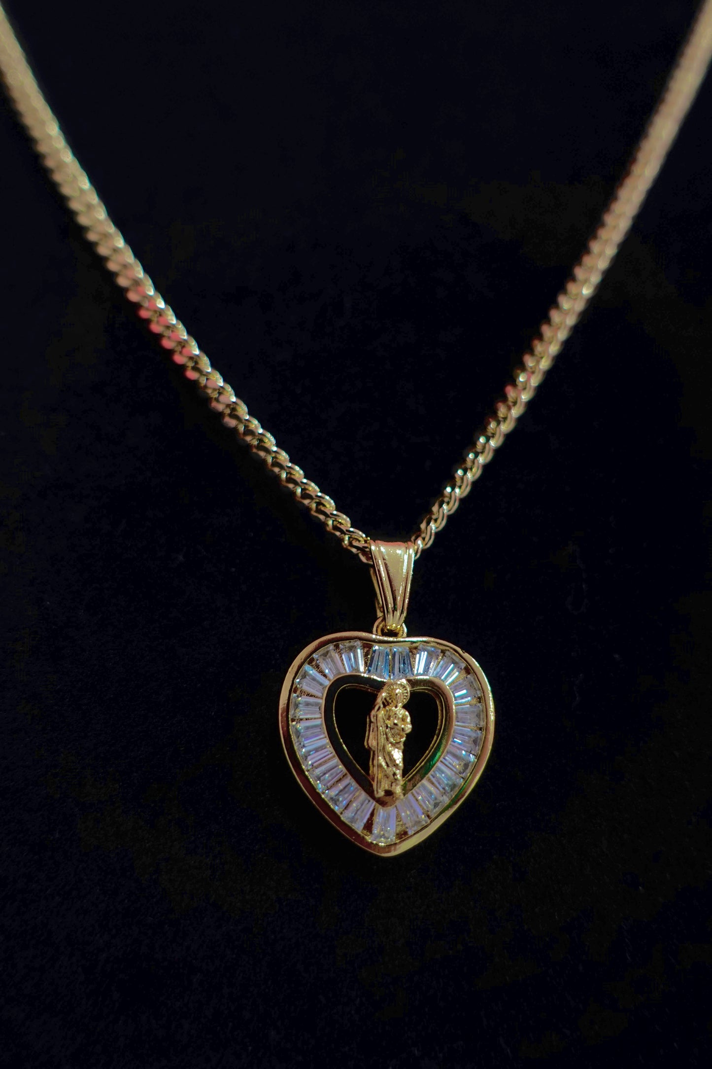 P93 - San Judas Diamond Heart Necklace