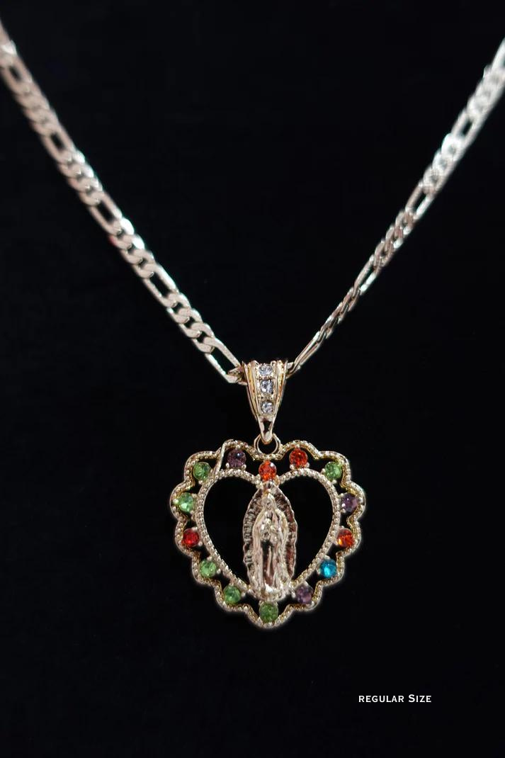 P86 - Multi Guadalupe Heart Necklace